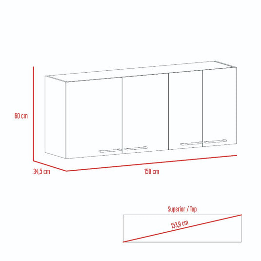 Gabinete Cocina, Blanco y Wengue