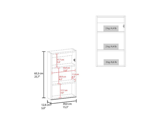 Gabinete de Baño Cary, Blanco, con Puerta Espejo y Tres Entrepaños ZF