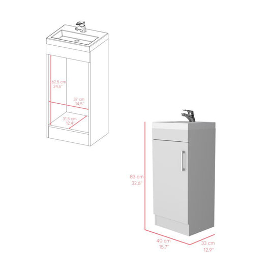 Mueble para Lavamanos Oporto, Blanco, con Una Puerta Abatible ZF