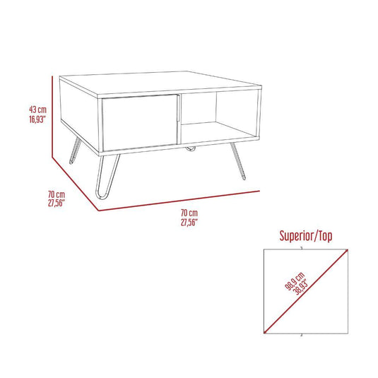 Mesa de Centro Real, Blanco, Humo y Carbón,  con amplios espacios para ubicar libros