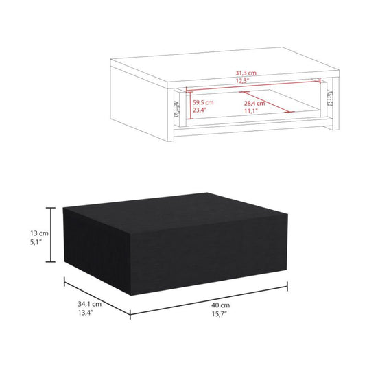 Mesa de Noche Flotante Milano, Wengue, Con un cajón ZF