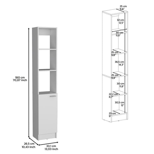 Mueble Auxiliar de Baño Karps, Blanco Marquez, con una puerta abatible y manija metalica ZF