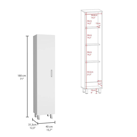 Mueble de Aseo Vintro, Blanco, con colgador de escobas ZF