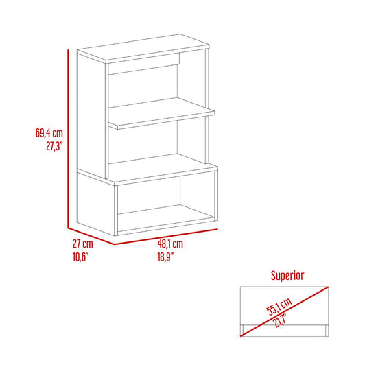 Gabinete Auxiliar Persin, Blanco Duqueza, con espacios para objetos decorativos