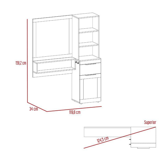 Mueble Tocador o Barberia Elit, Nogal, con un cajon