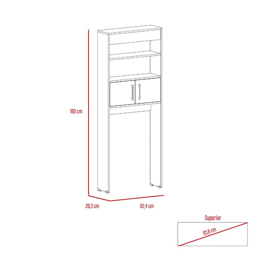 Gabinete de Baño Bi Color, Blanco y Duna, con Dos Puertas Para Su Almacenamiento