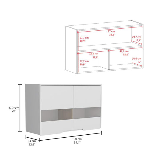 Gabinete Superior Soler, Blanco y Macadamia, con dos puertas y facil instalación  100