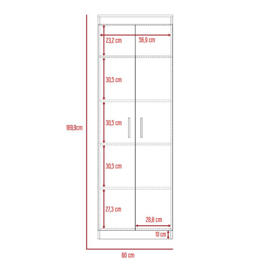 Alacena Nepal 2, Duna y Blanco, Cuenta con Cinco Entrepaños y Dos Puertas Batientes