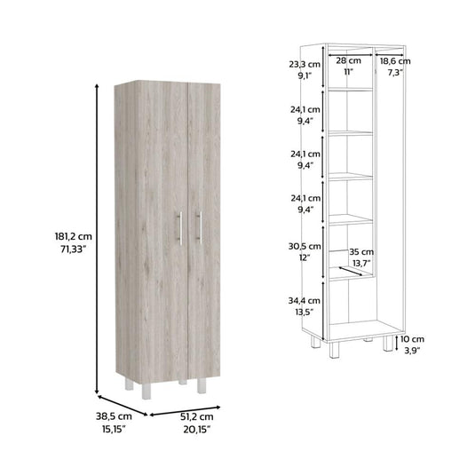 Mueble de Aseo Romana, Gris y Blanco, con Cinco Entrepaños Cómodaes ZF