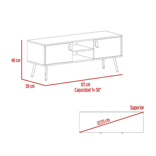 Rack para TV Lienxo, Blanco y Macadamia