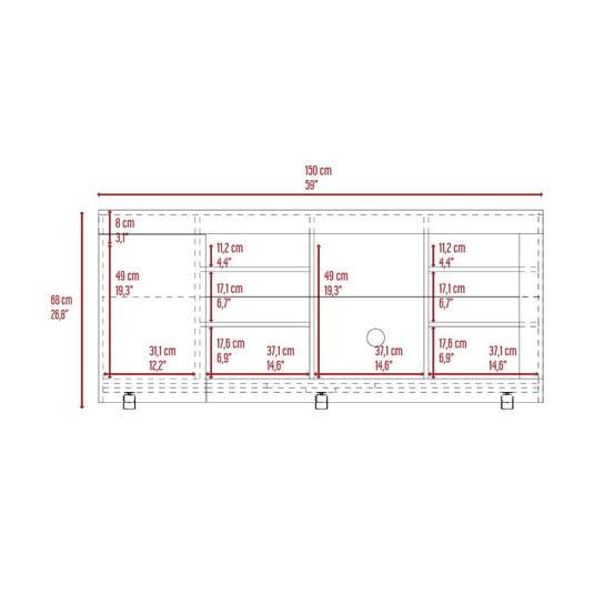 Rack Para Tv Solaris, Duna y Cocoa, para Tv de hasta 65" con una Puerta Abatible y Tres Entrepaños