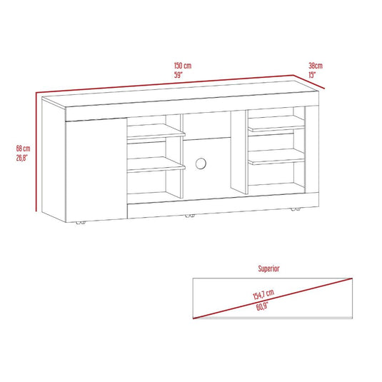 Rack Para Tv Solaris, Duna y Cocoa, para Tv de hasta 65" con una Puerta Abatible y Tres Entrepaños