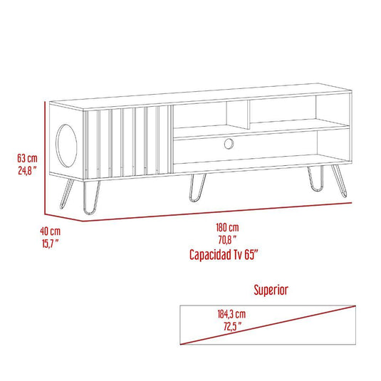 Rack para TV Zoro, Nogal, cuenta con espacio para Mascota Hasta 75 Pulgadas