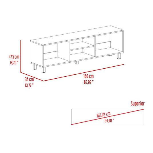 Mesa Para Tv Tunez, Wengue y Blanco, Para Televisor Hasta 70 Pulgadas