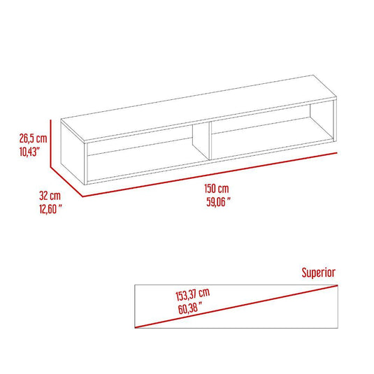 Mesa Para Tv Flotante Kerin, Canela, con dos espacios para ubicar objetos