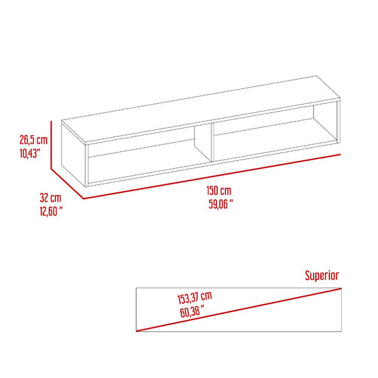 Mesa Para Tv Flotante Kerin, Wengue, con dos espacios para ubicar objetos