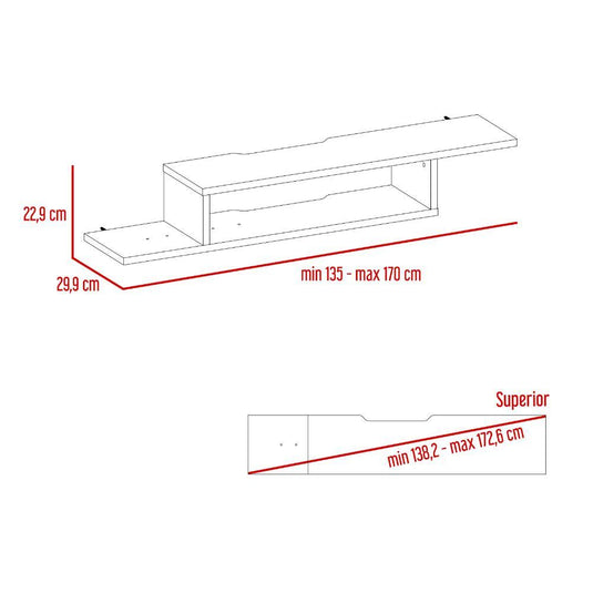 Mesa Para Tv Flotante Dilix, Macadamia y Grafito, con superficie para objetos decorativos