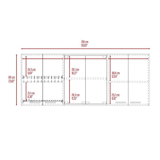 Mueble de Pared Superior con Puerta de Cristal, Wengue ZF