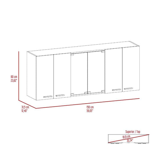 Mueble de Pared Superior con Puerta de Cristal, Wengue ZF