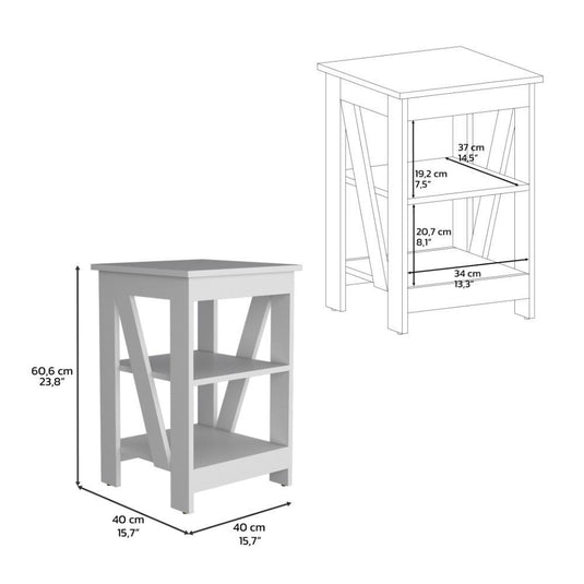 Mesa Auxiliar Baylot, Blanco, con espacios para colocar objetos decorativos ZF