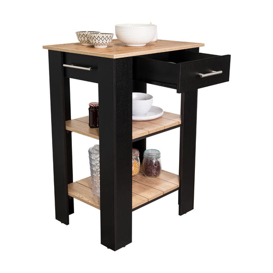 Isla de Cocina Cala 23, Wengue y Macadamia, con Amplia Superficie En La Mesa