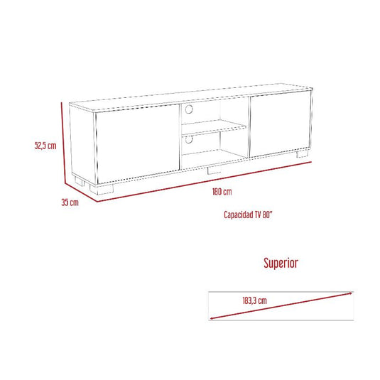 Rack para TV, Classic Color, Caramelo y Wengue, con Dos Puertas Batientes