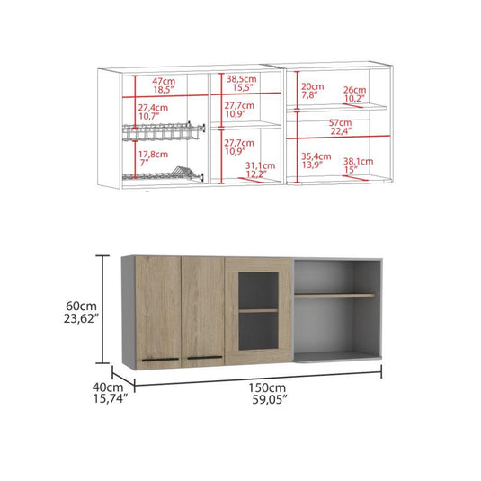 Mueble de Pared Hasselt, Gris y Rovere ZF