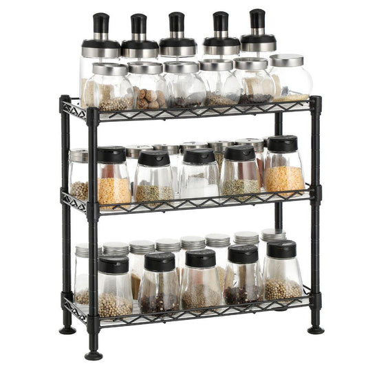 Organizador para Especias Shelves, Negro, de Tres niveles X2