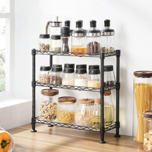 Mueble Auxiliar de Cocina Shelves, Negro, de Tres niveles