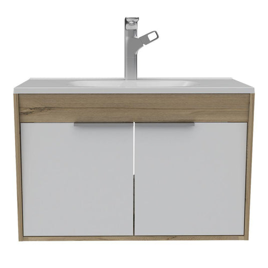 Mueble Lavamanos Carter 80 Flotante, Duna y Blanco