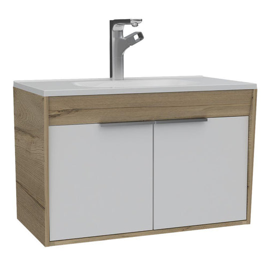 Mueble Lavamanos Carter 80 Flotante, Duna y Blanco