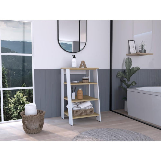 Mueble Optimizador 3 Bath, Duna y Blanco, Con Variedad De Entrepaños