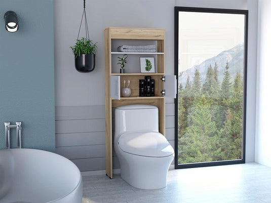 Gabinete de Baño Aqua, Blanco Duqueza y Café Claro, con Dos Puertas Para Su Almacenamiento X2