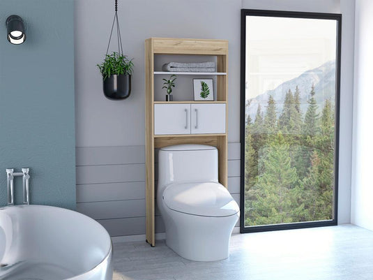 Gabinete de Baño Aqua, Blanco Duqueza y Café Claro, con Dos Puertas Para Su Almacenamiento X2