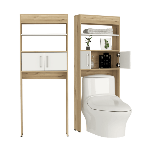 Gabinete de Baño Aqua, Blanco Duqueza y Café Claro, con Dos Puertas Para Su Almacenamiento X2