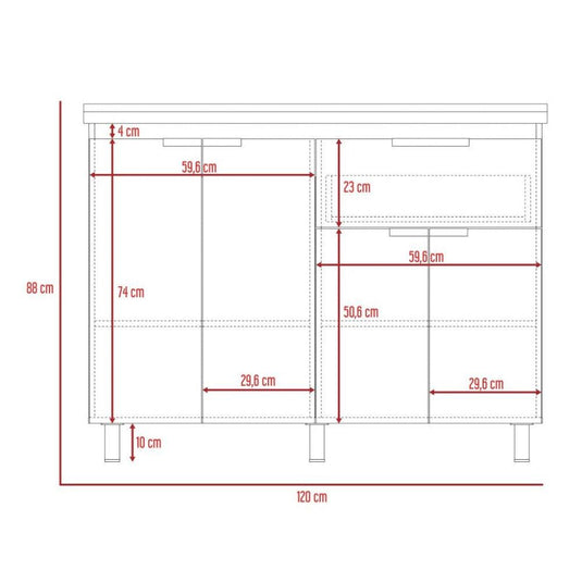 Mueble Inferior Fendi, Rovere y Blanco