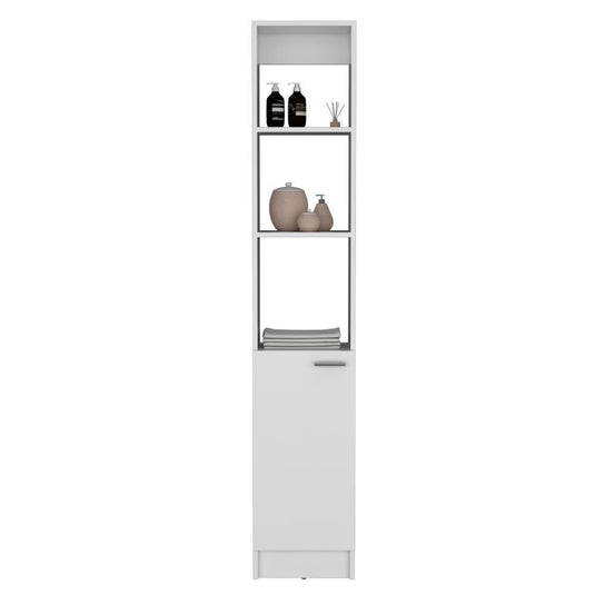 Mueble Auxiliar de Baño Karps, Blanco Marquez, con una puerta abatible y manija metalica ZF