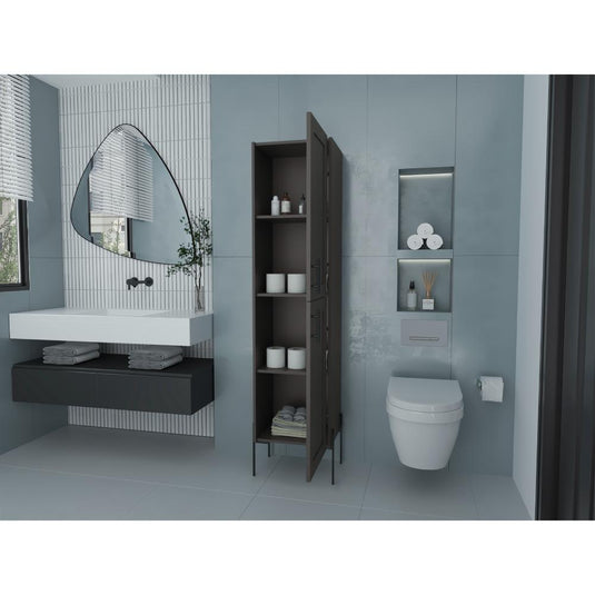 Organizador de Baño Weist, Plata Oscuro, con patas metálicas en color negro ZF