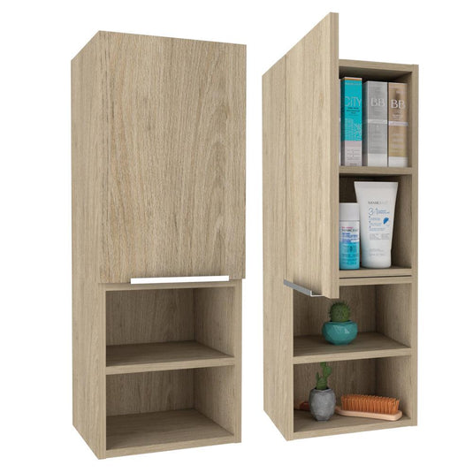 Gabinete de Baño Ciro, Beige, con Puerta y Cuantro Entrepaños X2