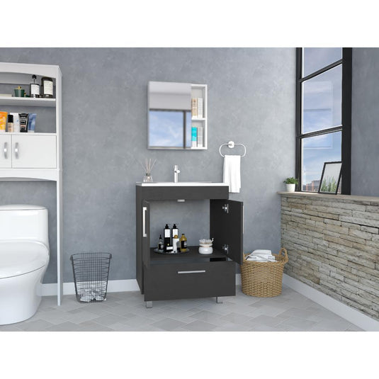 Mueble para Lavamanos Homer, Wengue, con Un Cajón y Dos Puertas Batientes ZF