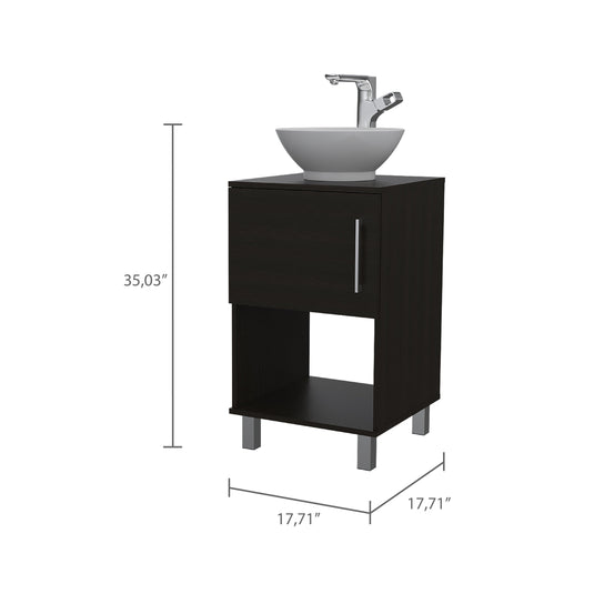 Mueble Lavamanos Gouda,Wengue, con Puerta Abatible e Incluye Lavamanos.