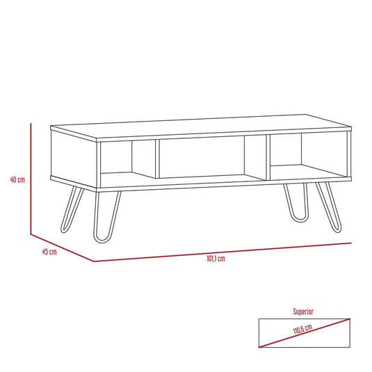 Mesa de Centro Vegas, Miel y Plomo, con Amplio Espacio Para Elementos Decorativos y Patas de Acero ZF