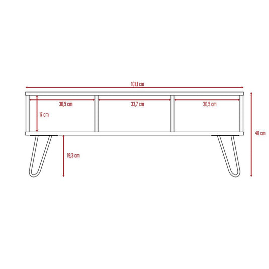 Mesa de Centro Vegas, Miel y Plomo, con Amplio Espacio Para Elementos Decorativos y Patas de Acero ZF