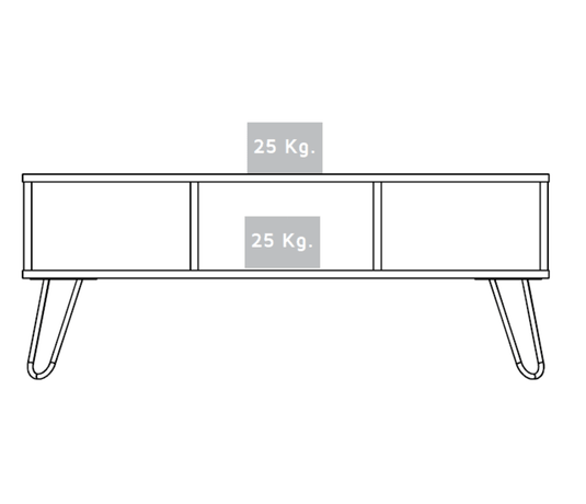 Mesa de Centro Vegas, Miel y Plomo, con Amplio Espacio Para Elementos Decorativos y Patas de Acero ZF