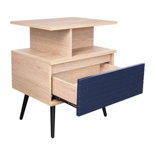 Mesa De Noche Nevis  Rovere Y Azul Navy