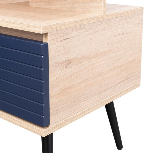 Mesa De Noche Nevis  Rovere Y Azul Navy