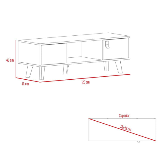 Mesa de Centro Funes, Taupe, con un Cajón y Dos Puertas Batientes