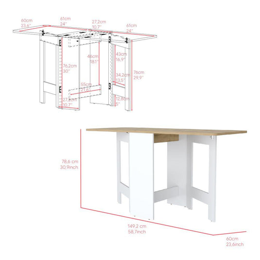 Mesa Plegable Gateleg Blanco Y Macadamia ZF