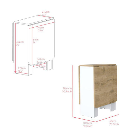 Mesa Plegable Gateleg Blanco Y Macadamia ZF