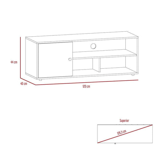 Rack para TV, Noah, Macadamia y Blanco Marqueza, con Variedad de Entrepaños